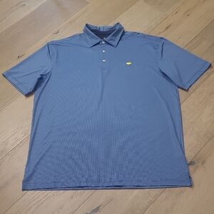 EUC Masters. Tech Golf Polo Men's sz XL Blue Geometric Logo Short Sleeve Shirt